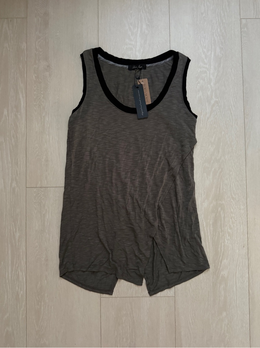 Laila Jayde Olive Tank Top with Black Trim